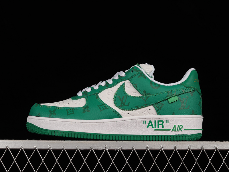 Louis Vuitton Nike Air Force 1 Virgil Abloh Green/White Sneaker Size 8 New  For Sale at 1stDibs